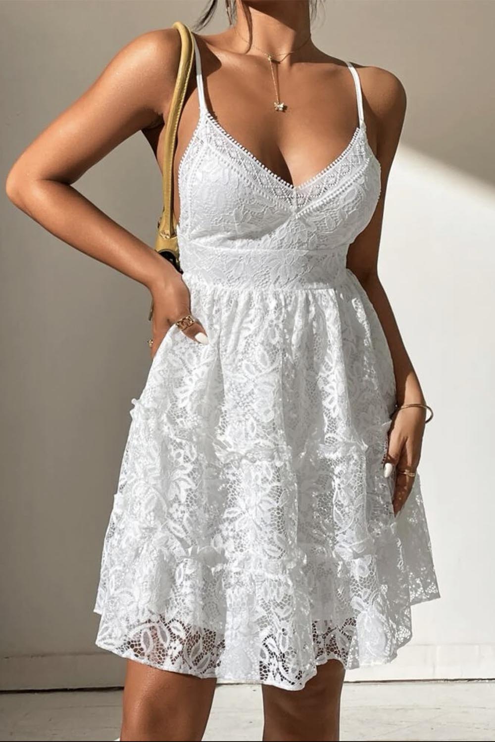 Lace Sling White Dress