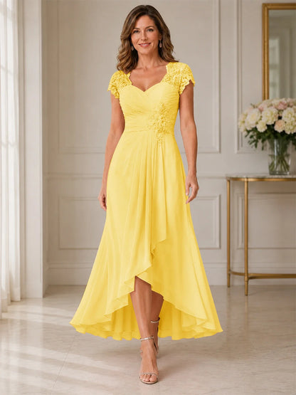 Chiffon Mother of the Bride & Groom Dress with Applique and Sequins