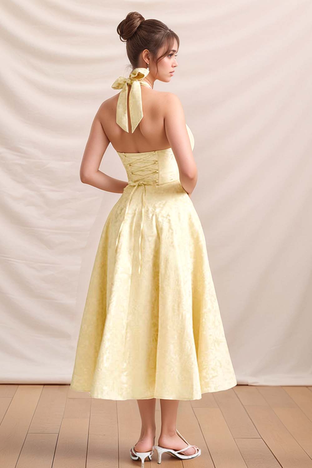 Yellow Floral Prom Dress